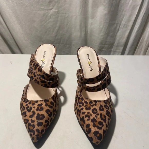 Seven dials tan/black animal print slides with 2.2” heel size 6 NWT - Picture 1 of 6